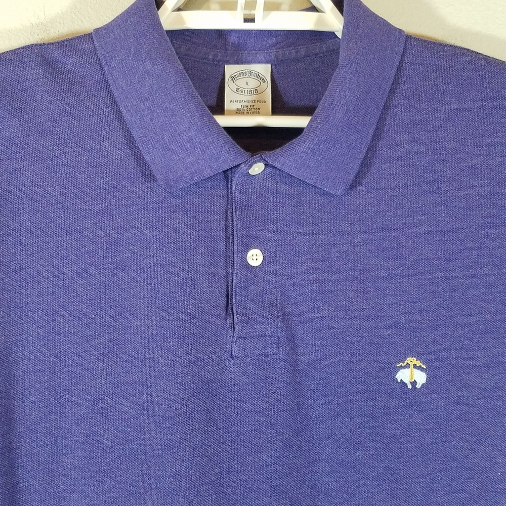 Brooks Brothers Slim Fit L Polo Golf Shirt Purple